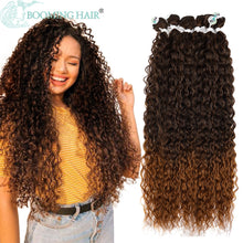 Load image into Gallery viewer, Hair/Kinky Curly Hair Bundles Synthetic Hair Extensions Blonde Two Tone Color Hair Weave Bundles 3bundle/100g For Women Free Shipping