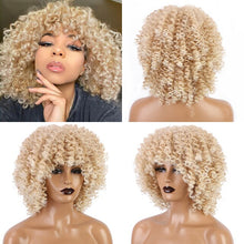 Load image into Gallery viewer, Hair/Short Synthetic Wigs Afro Kinky Curly Wig for Women Black Brown Blonde Pink Natural Afro High Temperature Hair