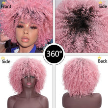 Load image into Gallery viewer, Hair/Short Synthetic Wigs Afro Kinky Curly Wig for Women Black Brown Blonde Pink Natural Afro High Temperature Hair