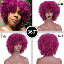 Load image into Gallery viewer, Hair/Short Synthetic Wigs Afro Kinky Curly Wig for Women Black Brown Blonde Pink Natural Afro High Temperature Hair