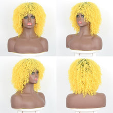 Load image into Gallery viewer, Hair/Short Synthetic Wigs Afro Kinky Curly Wig for Women Black Brown Blonde Pink Natural Afro High Temperature Hair