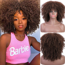 Load image into Gallery viewer, Hair/Short Synthetic Wigs Afro Kinky Curly Wig for Women Black Brown Blonde Pink Natural Afro High Temperature Hair