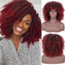 Load image into Gallery viewer, Hair/Short Synthetic Wigs Afro Kinky Curly Wig for Women Black Brown Blonde Pink Natural Afro High Temperature Hair