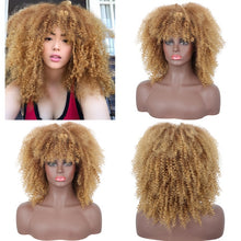 Load image into Gallery viewer, Hair/Short Synthetic Wigs Afro Kinky Curly Wig for Women Black Brown Blonde Pink Natural Afro High Temperature Hair
