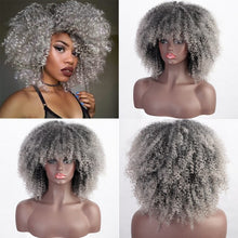 Load image into Gallery viewer, Hair/Short Synthetic Wigs Afro Kinky Curly Wig for Women Black Brown Blonde Pink Natural Afro High Temperature Hair